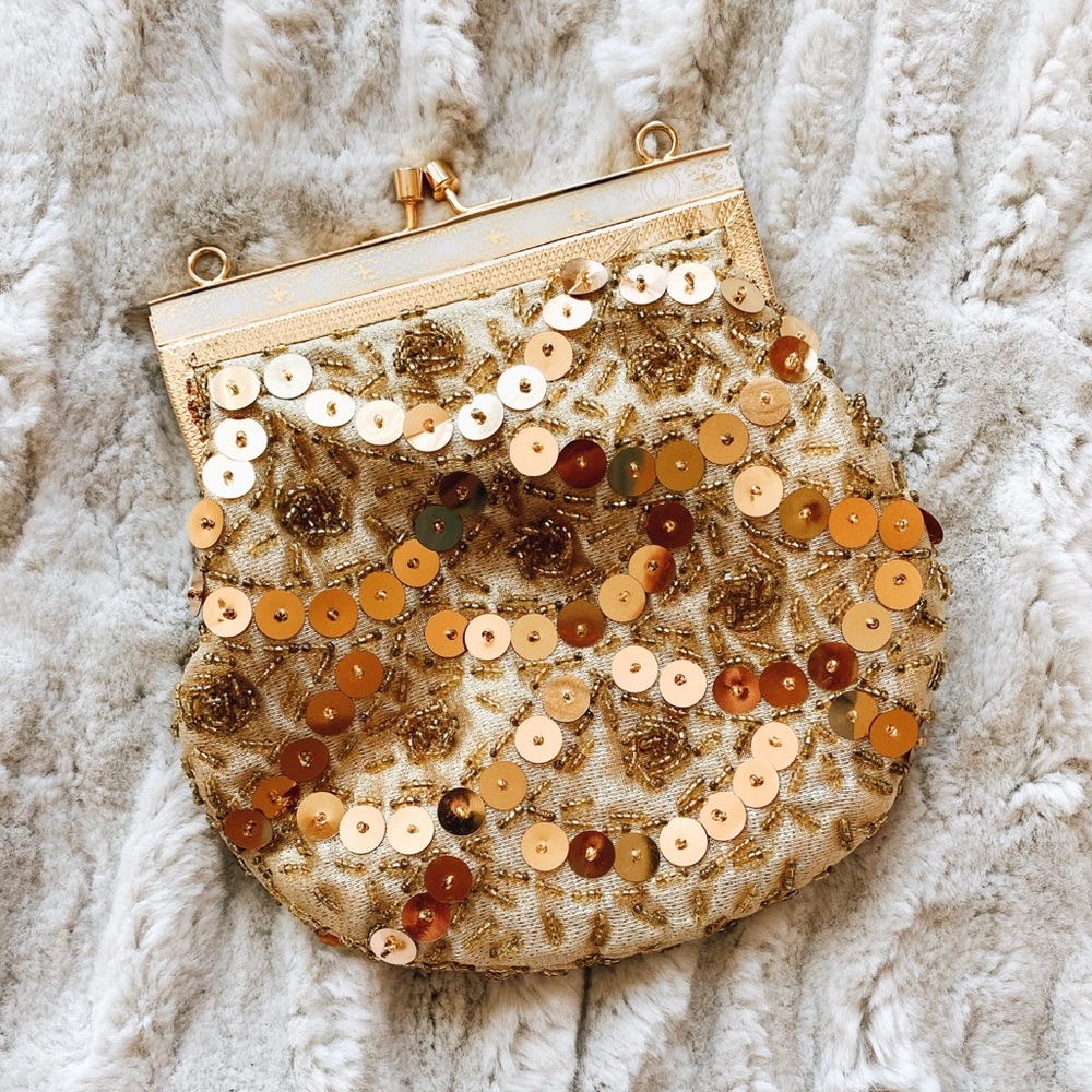 Vintage Mini Gold Sequin Clutch